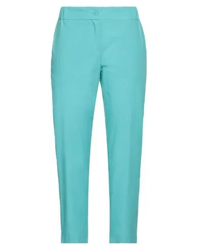 Ottod'ame Woman Pants Turquoise Size 6 Cotton In Blue