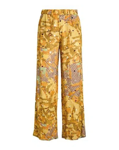 Ottod'ame Woman Pants Yellow Size 10 Viscose