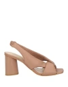 Ottod'ame Woman Sandals Camel Size 8 Leather In Beige
