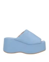 Ottod'ame Woman Sandals Light Blue Size 6 Leather In Blue