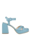 Ottod'ame Woman Sandals Sky Blue Size 7 Leather In Blue