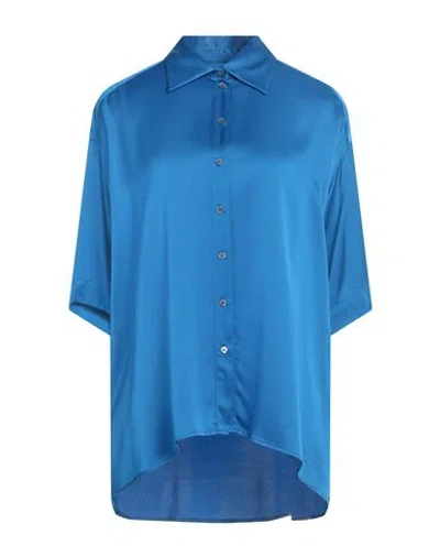 Ottod'ame Woman Shirt Azure Size 10 Viscose In Blue