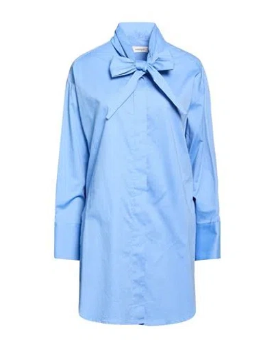 Ottod'ame Woman Shirt Azure Size 6 Cotton In Blue