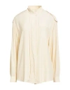 Ottod'ame Woman Shirt Beige Size 10 Acetate, Silk