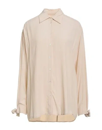 Ottod'ame Woman Shirt Beige Size 12 Acetate, Elastane In Neutral