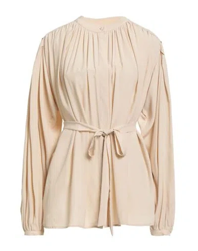 Ottod'ame Woman Shirt Beige Size 8 Acetate, Silk