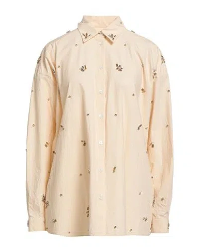Ottod'ame Woman Shirt Beige Size 8 Cotton