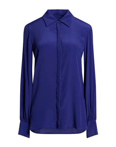 Ottod'ame Woman Shirt Blue Size 10 Acetate, Silk