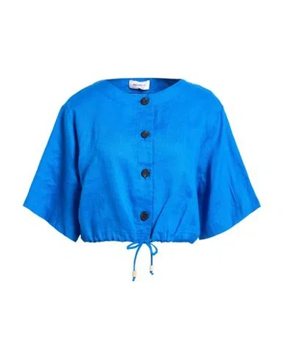 Ottod'ame Woman Shirt Blue Size 4 Linen