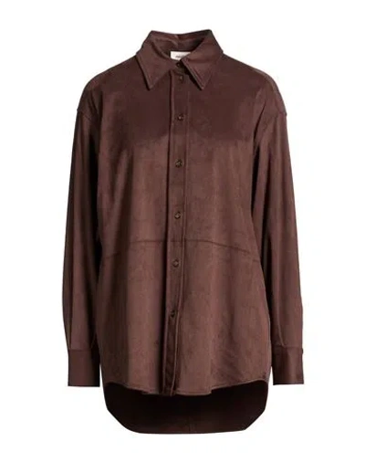 Ottod'ame Button-down Long-sleeved Shirt In Brown