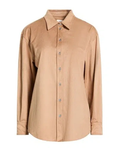 Ottod'ame Woman Shirt Camel Size 10 Polyester, Elastane In Brown