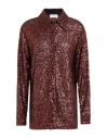 Ottod'ame Woman Shirt Chocolate Brown Size 10 Polyester