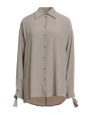 Ottod'ame Woman Shirt Grey Size 6 Acetate, Elastane
