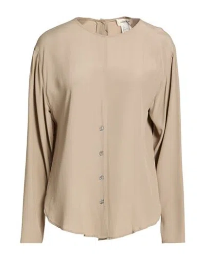 Ottod'ame Woman Shirt Khaki Size Onesize Acetate, Silk In Sand