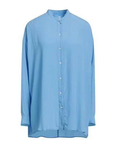 Ottod'ame Woman Shirt Light Blue Size 6 Acetate, Silk