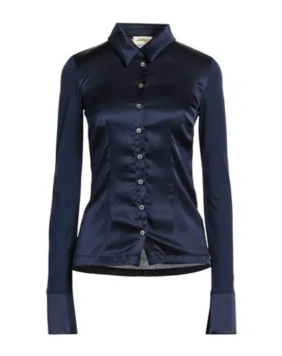 Ottod'ame Woman Shirt Midnight Blue Size 12 Silk, Elastane, Viscose
