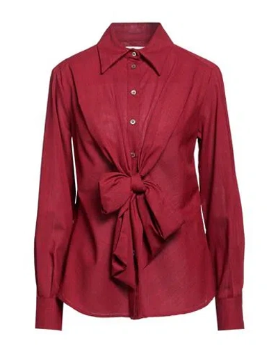 Ottod'ame Woman Shirt Red Size 6 Virgin Wool, Polyester, Viscose