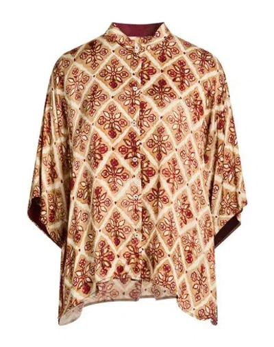 Ottod'ame Woman Shirt Sand Size 10 Viscose, Acetate, Silk In Brown