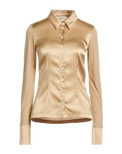 Ottod'ame Woman Shirt Sand Size 12 Silk, Elastane, Viscose In Neutral