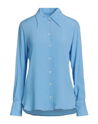 Ottod'ame Woman Shirt Sky Blue Size 4 Acetate, Silk