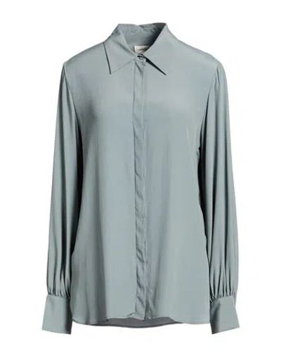 Ottod'ame Woman Shirt Slate Blue Size 4 Acetate, Silk