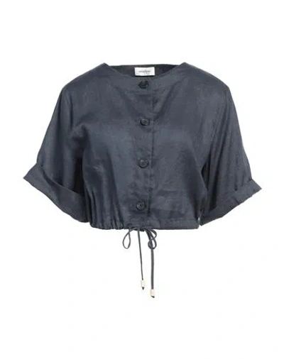 Ottod'ame Woman Shirt Slate Blue Size 12 Linen