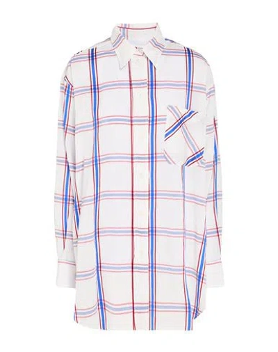 Ottod'ame Woman Shirt White Size 8 Linen, Acetate, Cotton In Blue