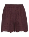 Ottod'ame Woman Shorts & Bermuda Shorts Deep Purple Size 6 Cotton