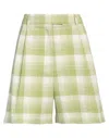 Ottod'ame Woman Shorts & Bermuda Shorts Light Green Size 6 Cotton, Polyester, Linen, Elastane