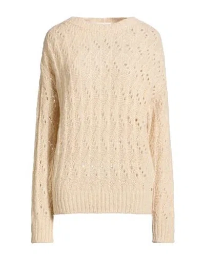 Ottod'ame Woman Sweater Beige Size 12 Acrylic, Wool, Polyamide, Polyester, Metal Fiber In Yellow