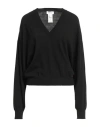 Ottod'ame Woman Sweater Black Size 10 Merino Wool, Viscose, Polyamide, Cashmere