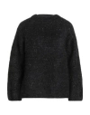 Ottod'ame Woman Sweater Black Size 12 Mohair Wool, Polyamide, Polyester, Elastane