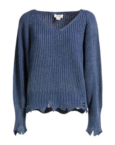 Ottod'ame Woman Sweater Blue Size 10 Cotton, Acrylic, Wool