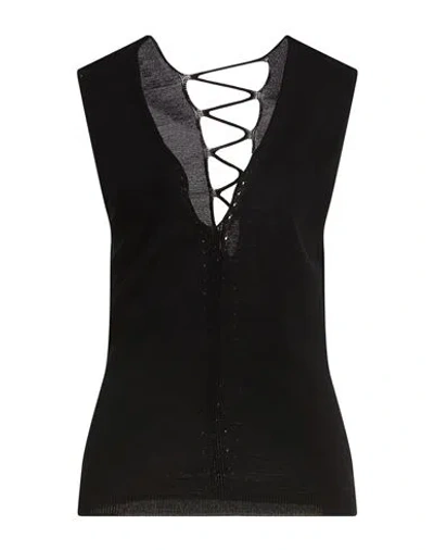 Ottod'ame Woman Sweater Charcoal Size 8 Cotton, Acrylic, Wool In Black