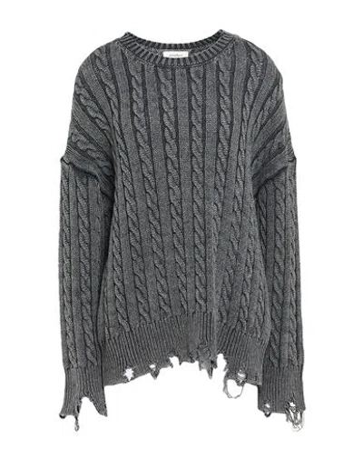 Ottod'ame Woman Sweater Charcoal Size 8 Cotton, Acrylic, Wool In Gray