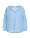 Ottod'ame Woman Sweater Light Blue Size 8 Mohair Wool, Polyamide, Elastane In Blue