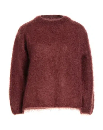 Ottod'ame Woman Sweater Rust Size 8 Mohair Wool, Polyamide, Elastane