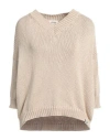 Ottod'ame Woman Sweater Sand Size 10 Polyester, Cotton, Polyamide In Beige