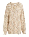 Ottod'ame Woman Sweater Sand Size 6 Cotton In Beige
