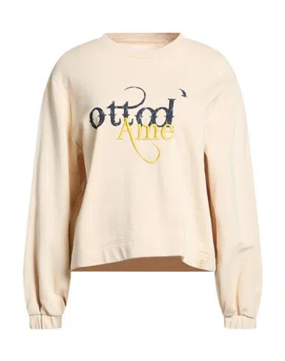 Ottod'ame Woman Sweatshirt Beige Size 12 Cotton In Multi