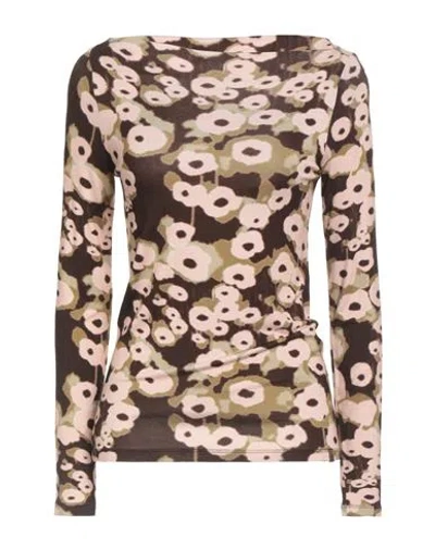 Ottod'ame Woman T-shirt Chocolate Brown Size 6 Viscose, Elastane