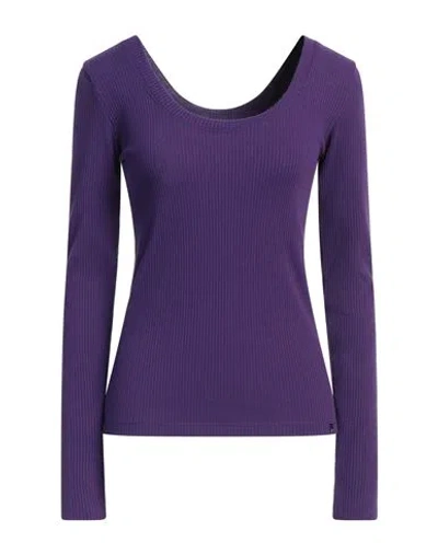 Ottod'ame Woman T-shirt Purple Size 10 Polyester, Viscose, Elastane