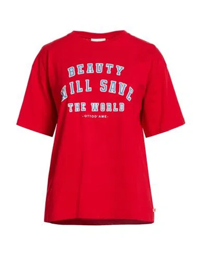 Ottod'ame Woman T-shirt Red Size 12 Cotton