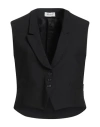 Ottod'ame Woman Tailored Vest Black Size 8 Polyester, Virgin Wool, Elastane In Black