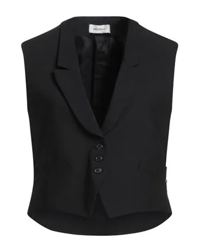 Ottod'ame Woman Tailored Vest Black Size 8 Polyester, Virgin Wool, Elastane