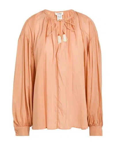 Ottod'ame Woman Top Apricot Size 10 Cotton, Silk In Orange