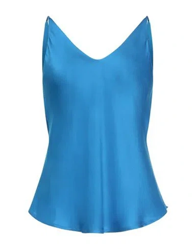 Ottod'ame Woman Top Azure Size 12 Viscose In Blue