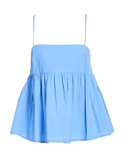 Ottod'ame Woman Top Azure Size 4 Cotton In Blue