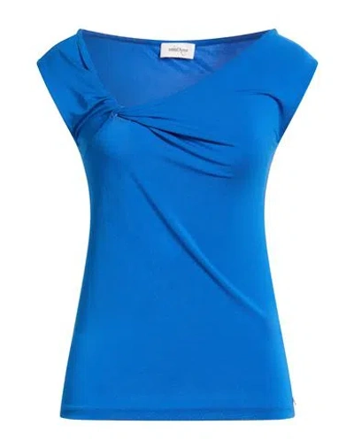 Ottod'ame Woman Top Azure Size M Acetate, Polyamide, Elastane In Blue