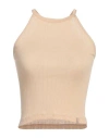 Ottod'ame Woman Top Beige Size 10 Cotton In Beige